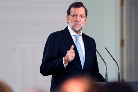 15/12/2014. Intervención de Rajoy tras la firma del Acuerdo para la Activación del Empleo. El presidente del Gobierno, Mariano Rajoy, durant...